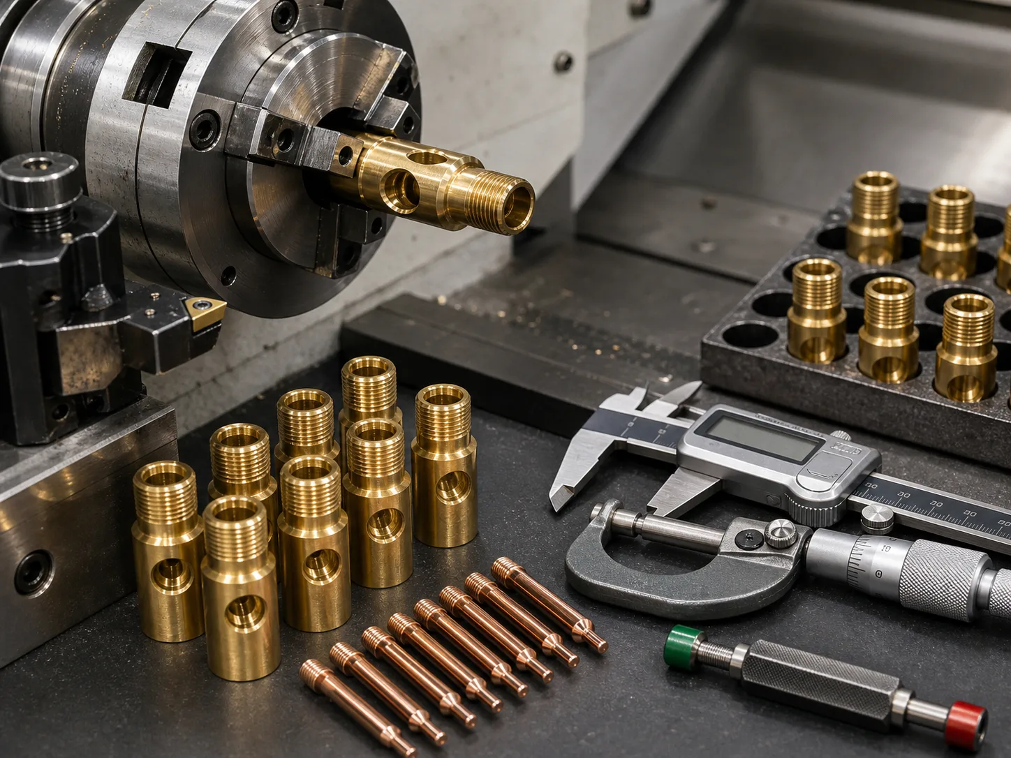 CNC machining and inspection setup for terminal components