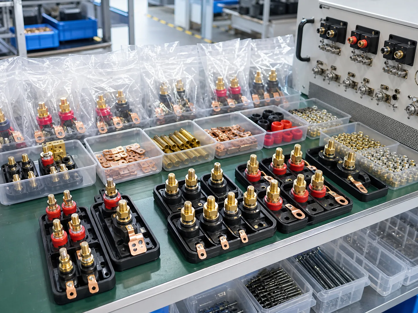Industrial terminal assembly packaging review with hardware kits and packing control