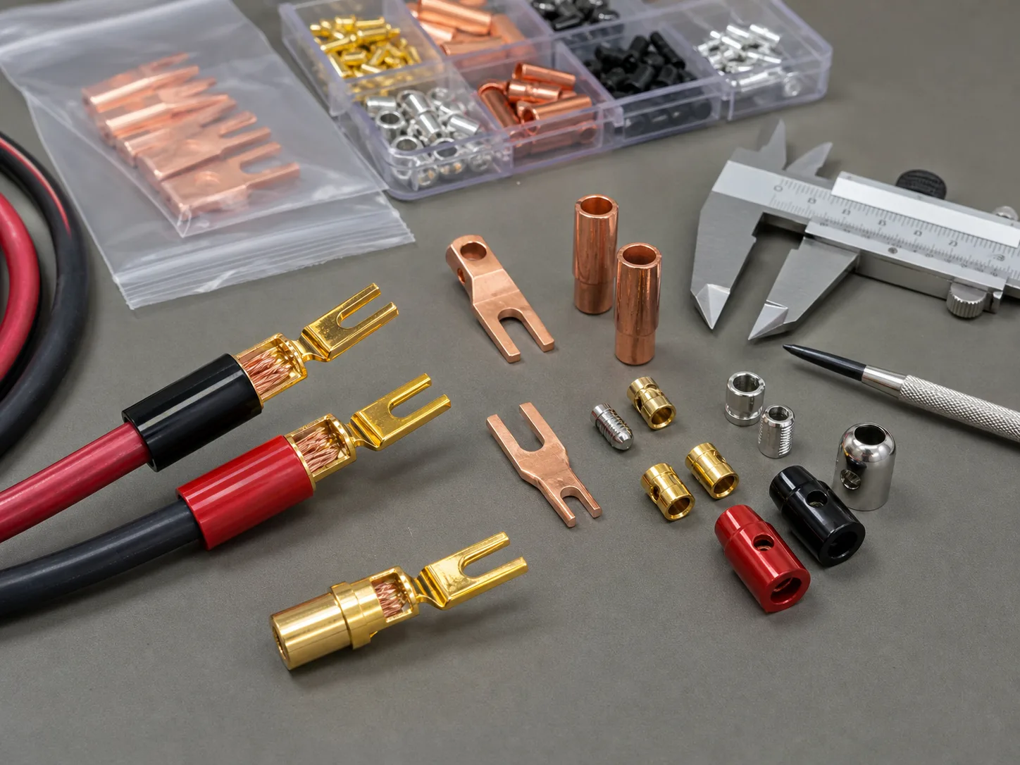 Spade connector cable termination and conductor route detail