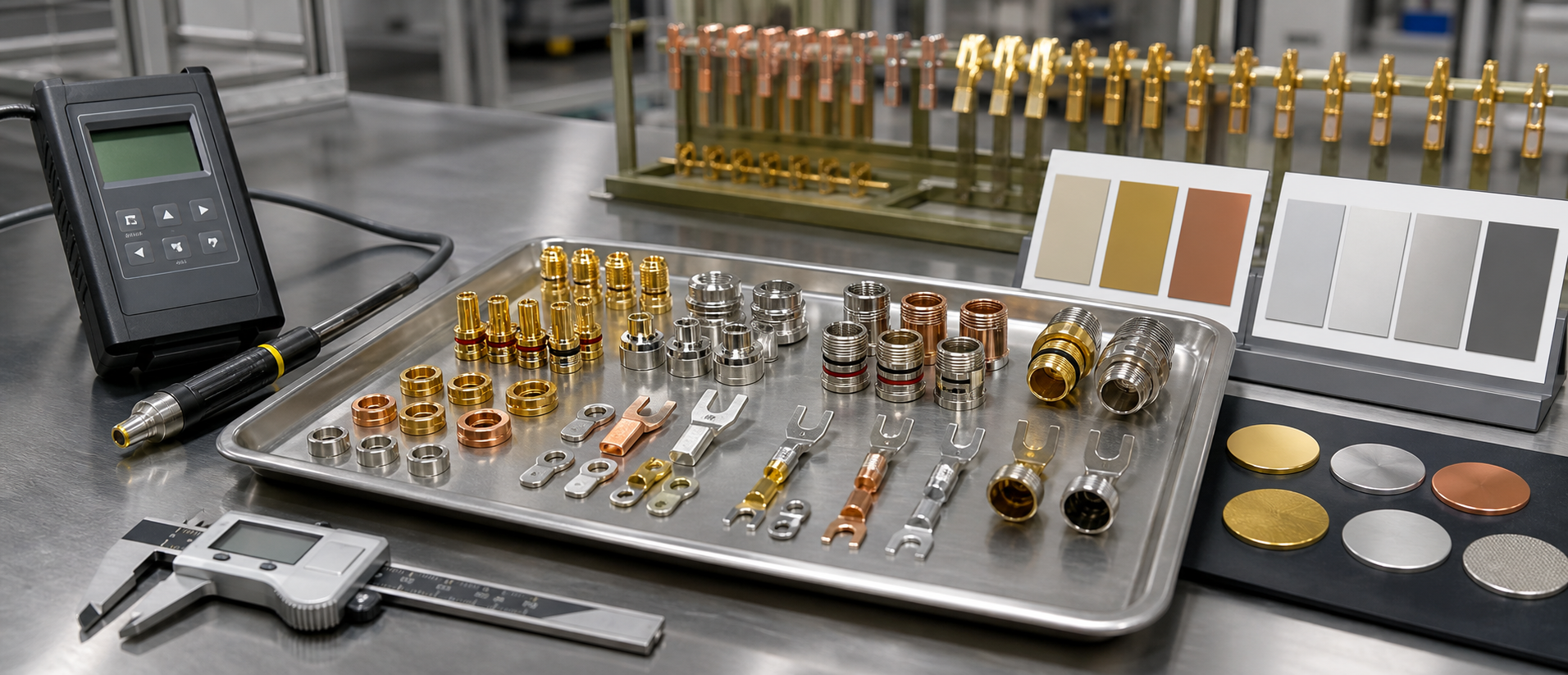 Plated terminal components reviewed for finish and contact quality